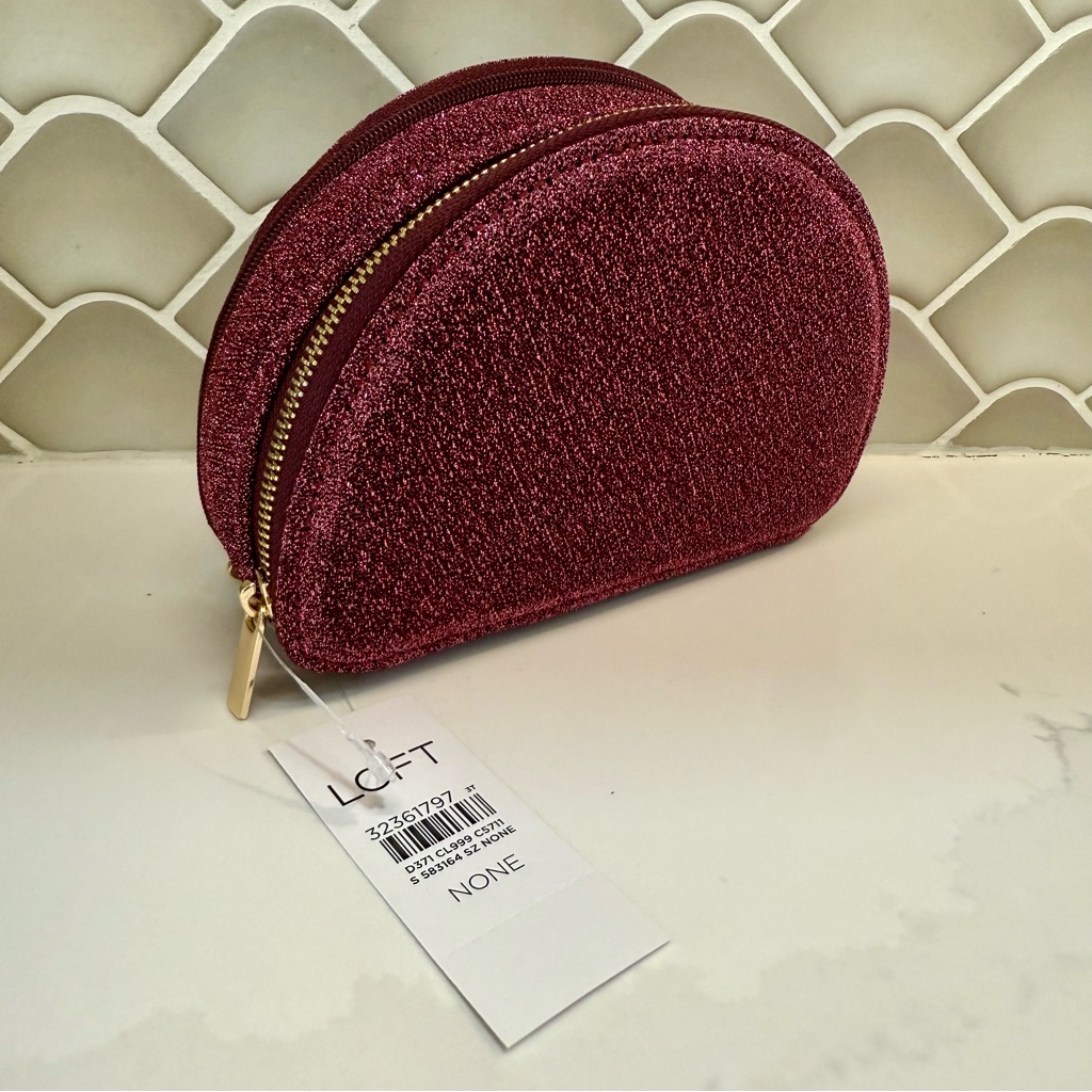 Nwt Loft Maroon Sparkle Jewelry Case 10$